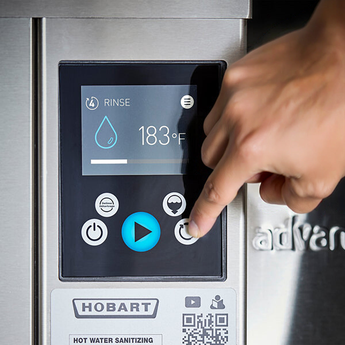 Hobart AM16SCB-16 36.5" Door Type Dishwasher, 72 RPH - 47.9 Gal/Hr -Low Temp Electric Tank Heat
