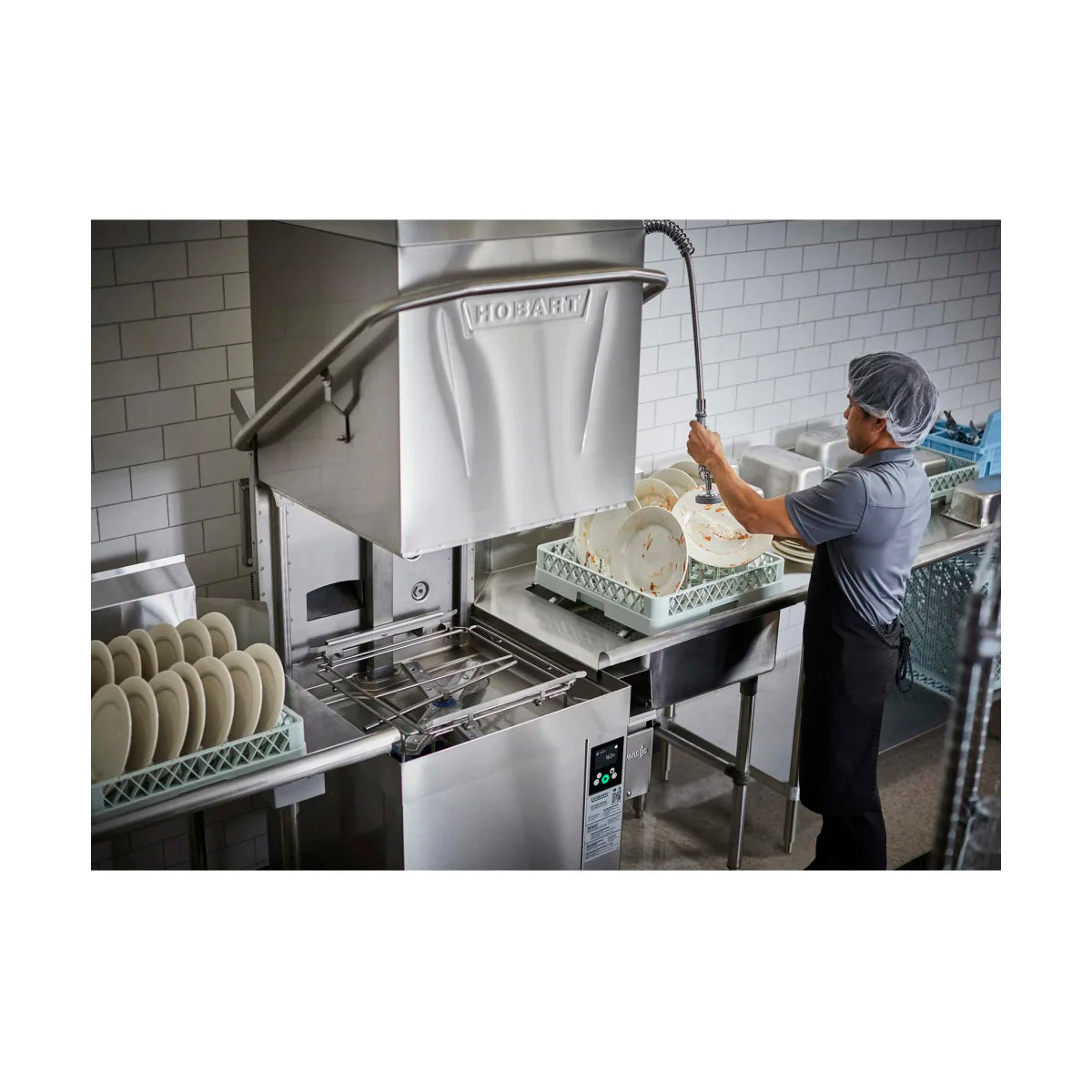 Hobart AM16VL-BAS-4 36.5" Door Type Ventless Dishwasher, 45 RPH - 30.15 Gal/Hr - High Temp w/Booster