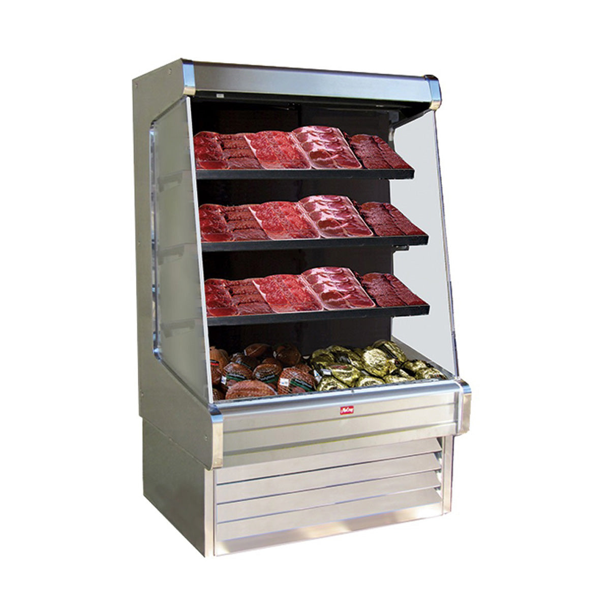 Howard-McCray R-OM30E-3L-S-LED 39'' Vertical Meat Open Air Merhandiser, Stainless Steel, Remote