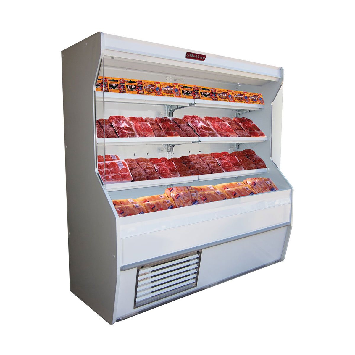 Howard-McCray SC-M32E-4-LED 50'' Vertical Meat Open Air Merchandiser in White, Self-Contained