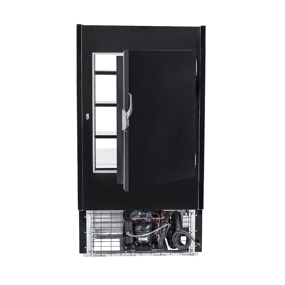 Howard-McCray SC-OD30E-3-SW-B 39" Vertical Multi-Purpose Open Merchandiser in Black, Self-Contained