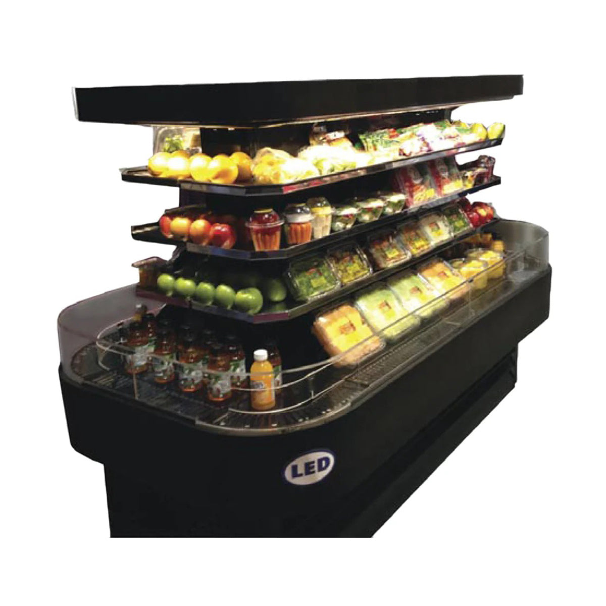 Howard-McCray SC-OD42I-7-B-LED 84'' Island Open Air Merchandiser in Black, Self-Contained