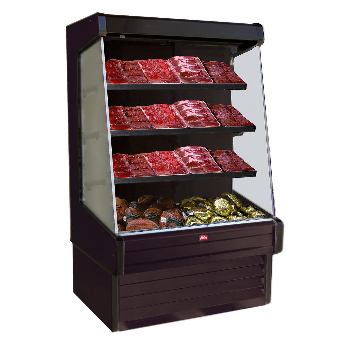 Howard-McCray SC-OM30E-3-B-LED 39'' Vertical Meat Open Merhandiser in Black, Self-Contained