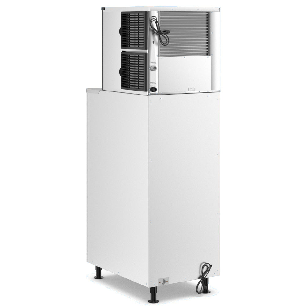 Coldline ICE400-HA-BD150-22 half cube ice machine with dispensing bin, angled rear view (representative image)