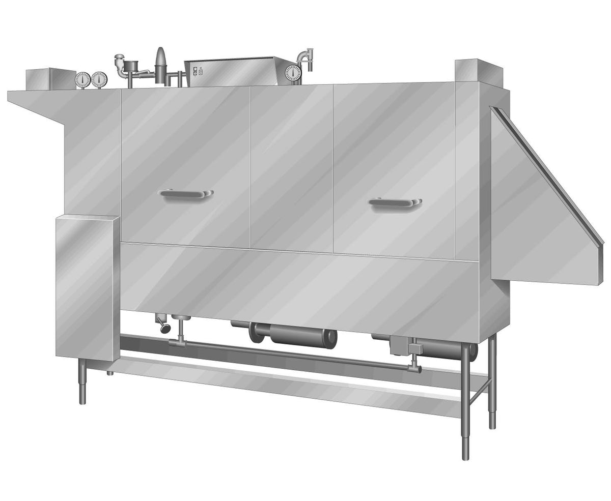 Insinger TRAC 321-2 RPW Conveyor Tray Dishwasher, 630 trays/hr, High Temp, S.Steel Double-Tank