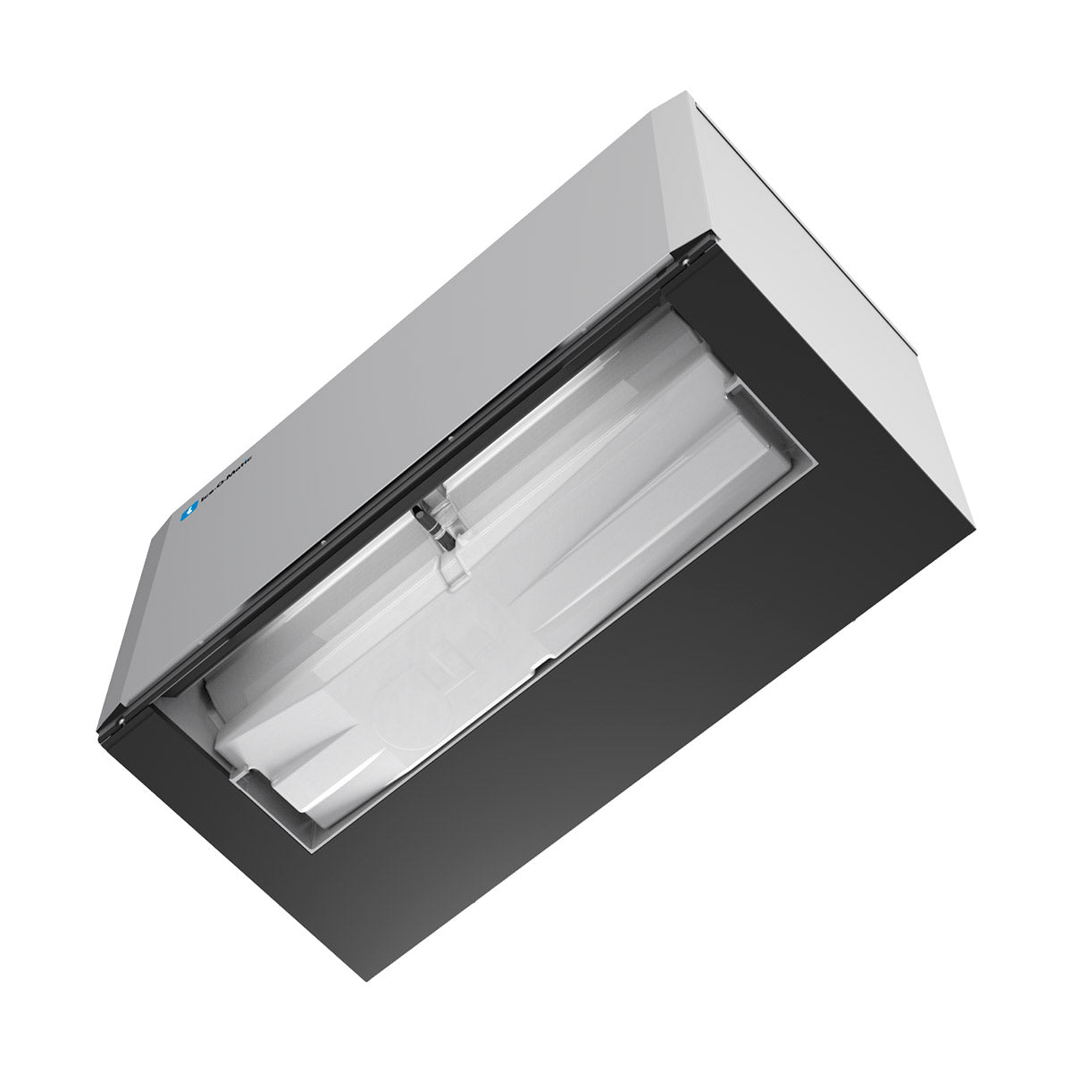 Ice-O-Matic CIM1446HW49 cube ice machine head, underside view showing the ice drop zone