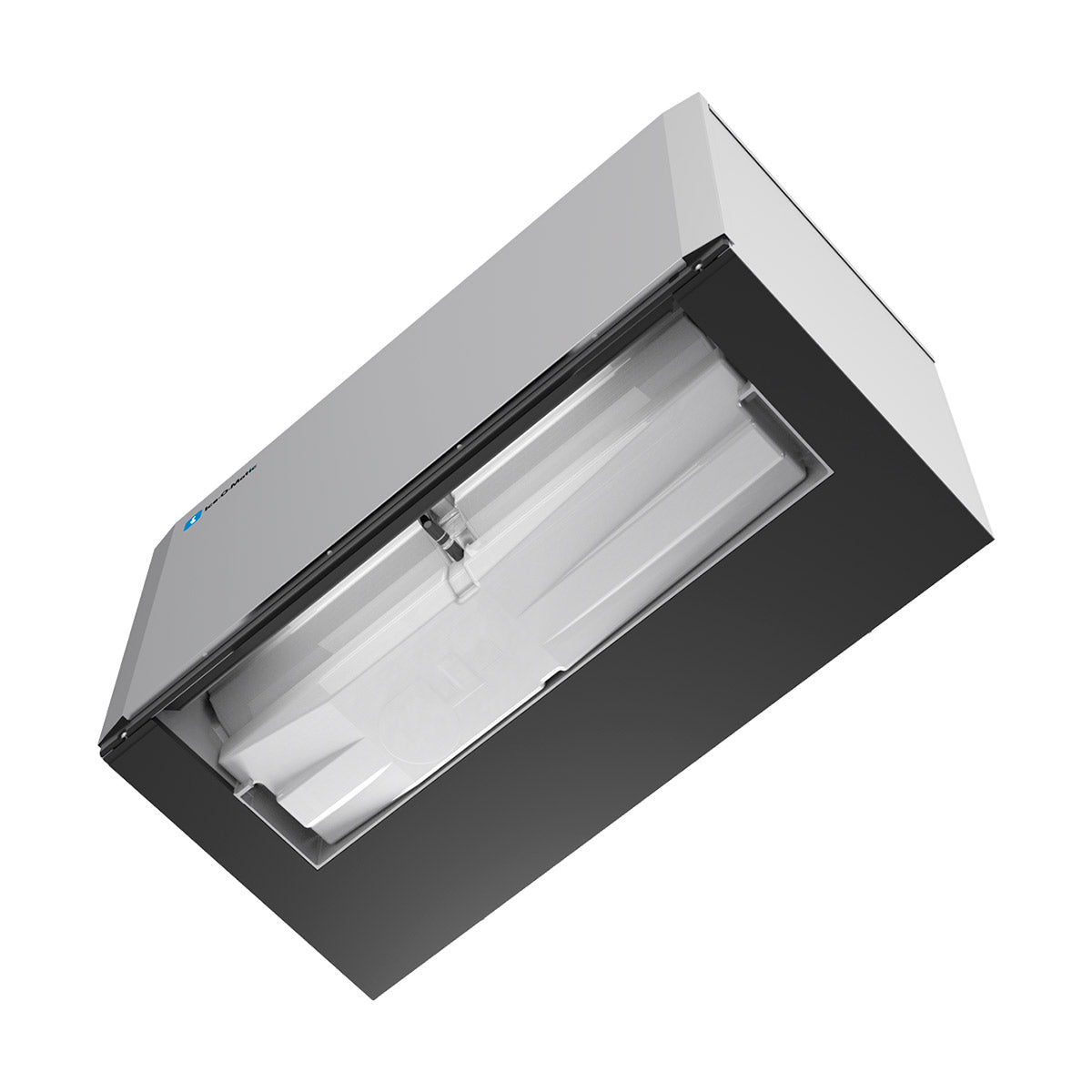 Ice-O-Matic CIM2046FW49 cube ice machine head, underside view showing the ice drop zone