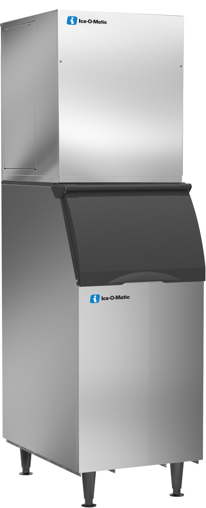 Ice-O-Matic HEM0956W90 nugget ice machine head mounted on an ice storage bin, bin sold separately