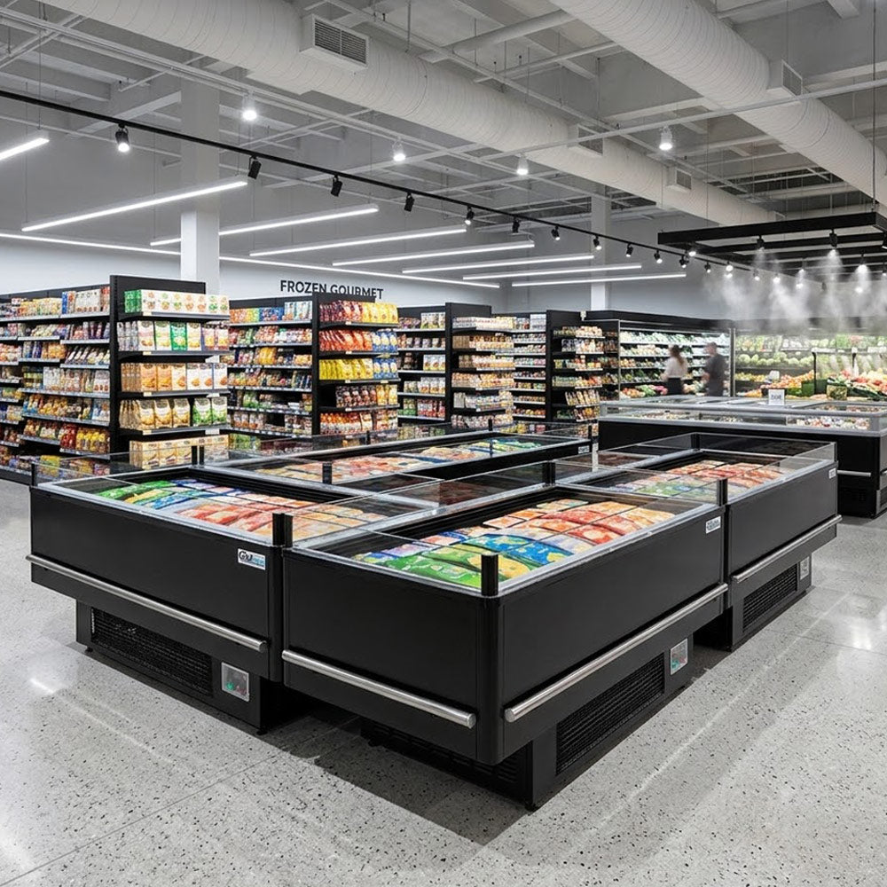 Coldline ISLAND-DT80 82" Open Air Dual Temperature Refrigerator and Freezer Island Merchandiser