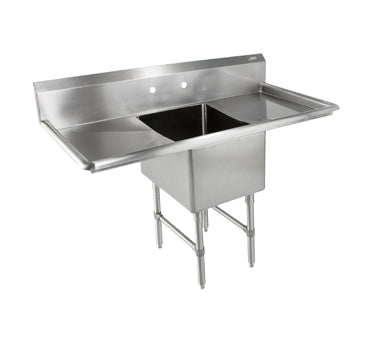 John Boos 1B16204-2D18 55" One Compartment Sink, 16"W x 20"L Bowl With 2 Drainboards
