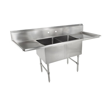John Boos 2B16204-2D18 71" Two Compartment Sink, 16"W x 20"L Bowl With 2 Drainboards