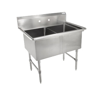 John Boos 2B16204 37" Two Compartment Sink, 16"W x 20"L Bowl Without Drainboard