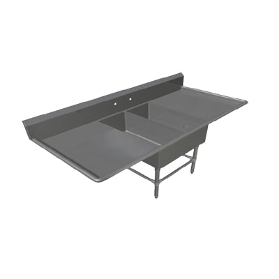 John Boos 2PB1431-2D18 67" Two Compartment Sink, 14"W x 31"L Bowl With 2 Drainboards