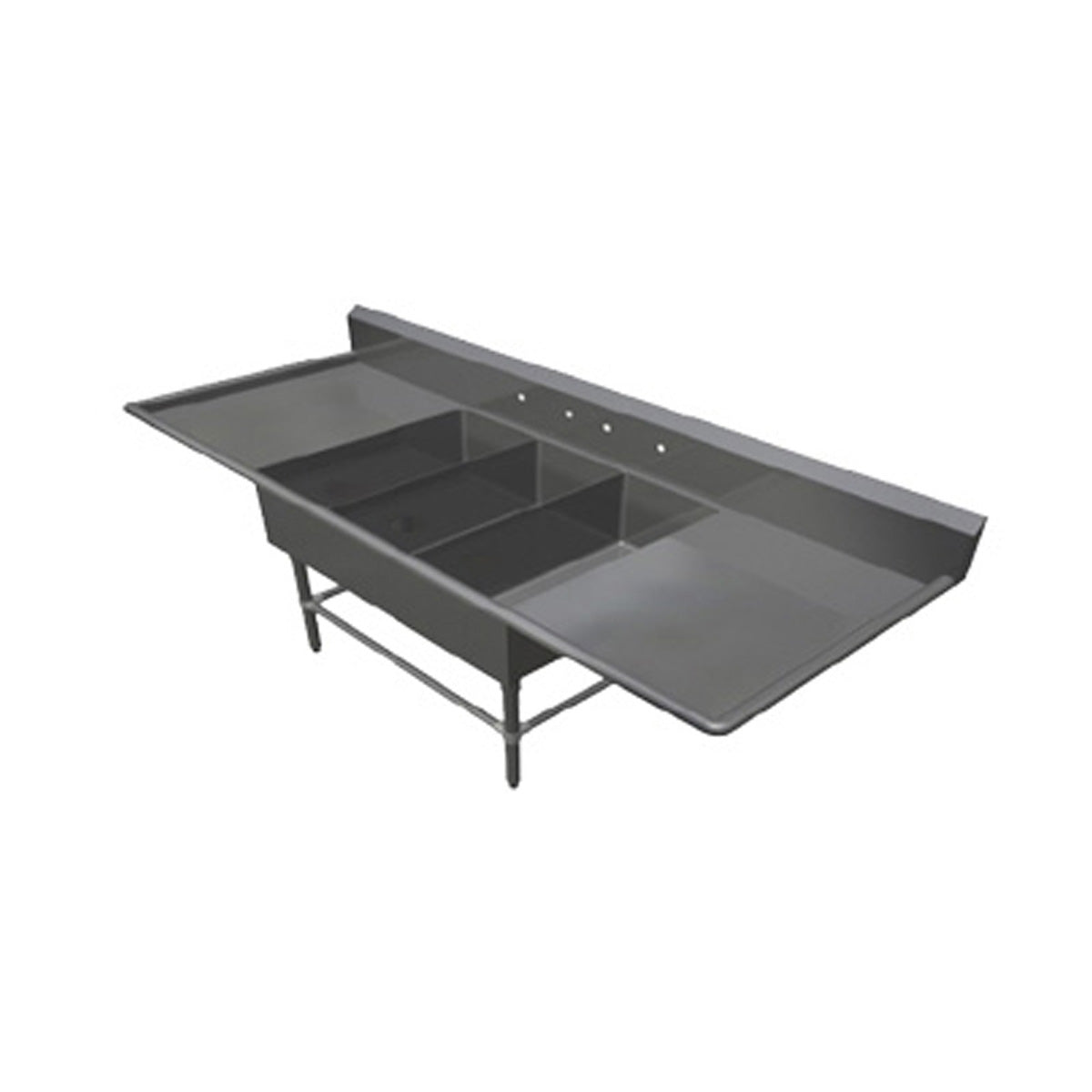 John Boos 3PB14314-2D18 81" Three Compartment Sink, 14"W x 31"L Bowl With 2 Drainboards