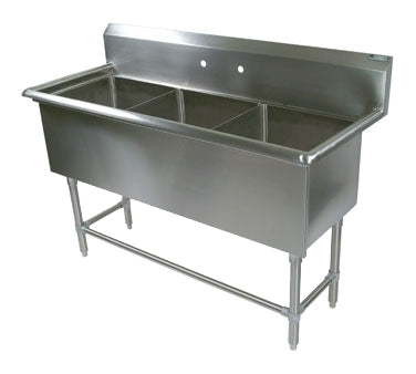 John Boos 3PB30244 95" Three Compartment Sink, 24"W x 30"L Bowl Without Drainboard