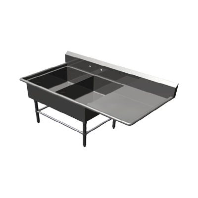John Boos 42PB2028-1D30R 74" Two Compartment Sink, 20"W x 28"L Bowl With Right-Hand Drainboard