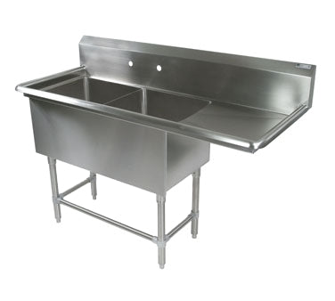 John Boos 42PB204-1D24R 68" Two Compartment Sink, 20"W x 20"L Bowl With Right-Hand Drainboard