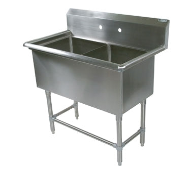 John Boos 42PB20 41" Two Compartment Sink, 20"W x 20"L Bowl Without Drainboard