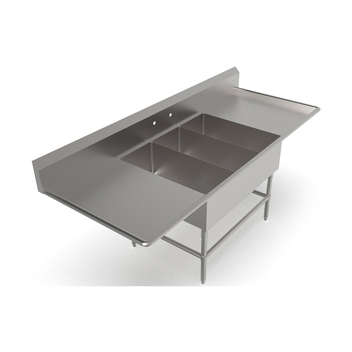 John Boos 43PB14314-2D24 93" Three Compartment Sink, 14"W x 31"L Bowl With 2 Drainboards