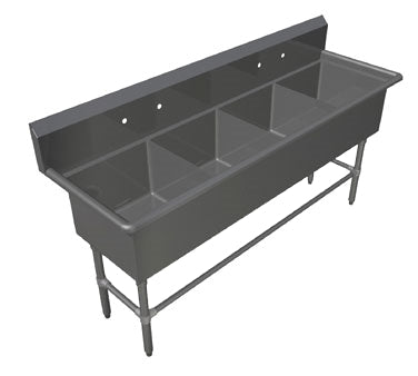 John Boos 4PB3024 125" Four Compartment Sink, 30"W x 24"L Bowl Without Drainboard