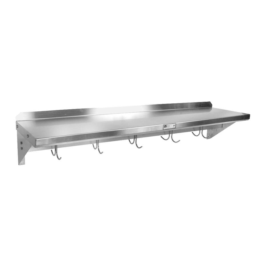John Boos BHS1824PR-16/304 Stainless Steel Wall Mounted Shelf w/ Pot Rack - 24"W x 18"D