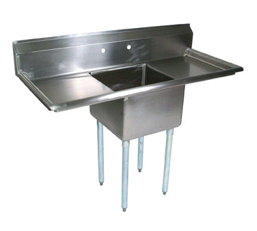 John Boos E1S8-15-14T15-X 45" One Compartment Sink, 15"W x 15"L Bowl With 2 Drainboards