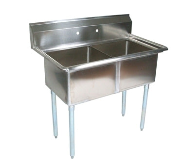 John Boos E2S8-1620-12 37" Two Compartment Sink, 16"W x 20"L Bowl Without Drainboard