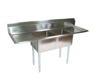 John Boos E2S8-24-14T24 96" Two Compartment Sink, 24"W x 24"L Bowl With 2 Drainboards