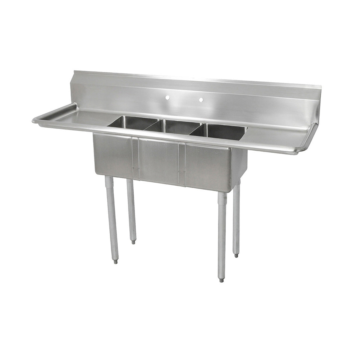 John Boos E3S8-1014-10T15-X 60" Three Compartment Sink, 10"W x 14"L Bowl With 2 Drainboards