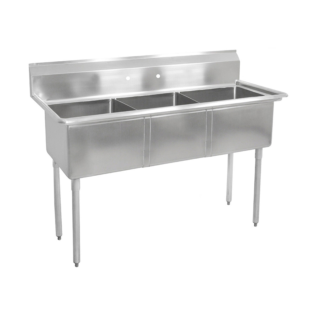 John Boos E3S8-1620-12 53" Three Compartment Sink, 16"W x 20"L Bowl Without Drainboard