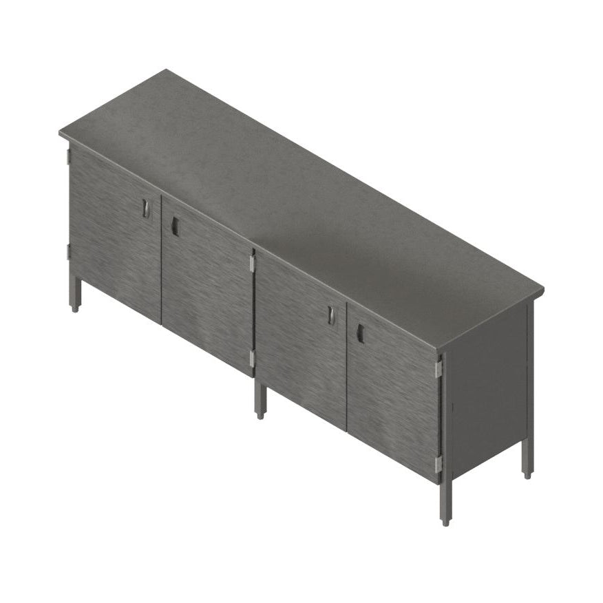John Boos EBHS6-2484 84" Cabinet Base Hinged Doors Work Table, Flat Top / 16 Gauge Top