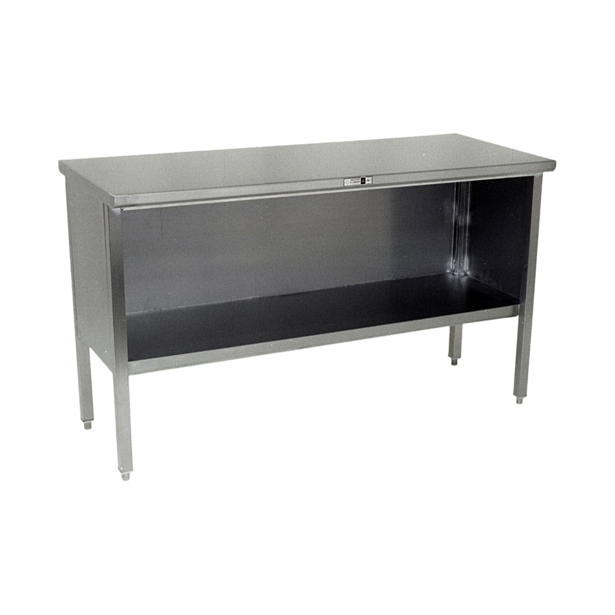 John Boos EBOS4-30144 Open Front Work Table with Mid-Shelf, Flat Top / 144"W X 30"D