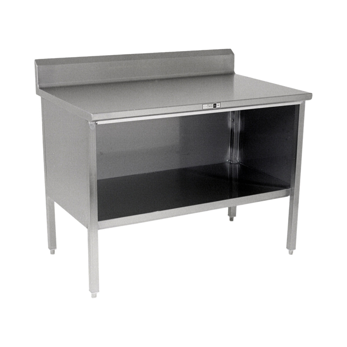 John Boos EBOS4R5-24108 Open Front Work Table with Mid-Shelf, Backsplash / 108"W X 24"D