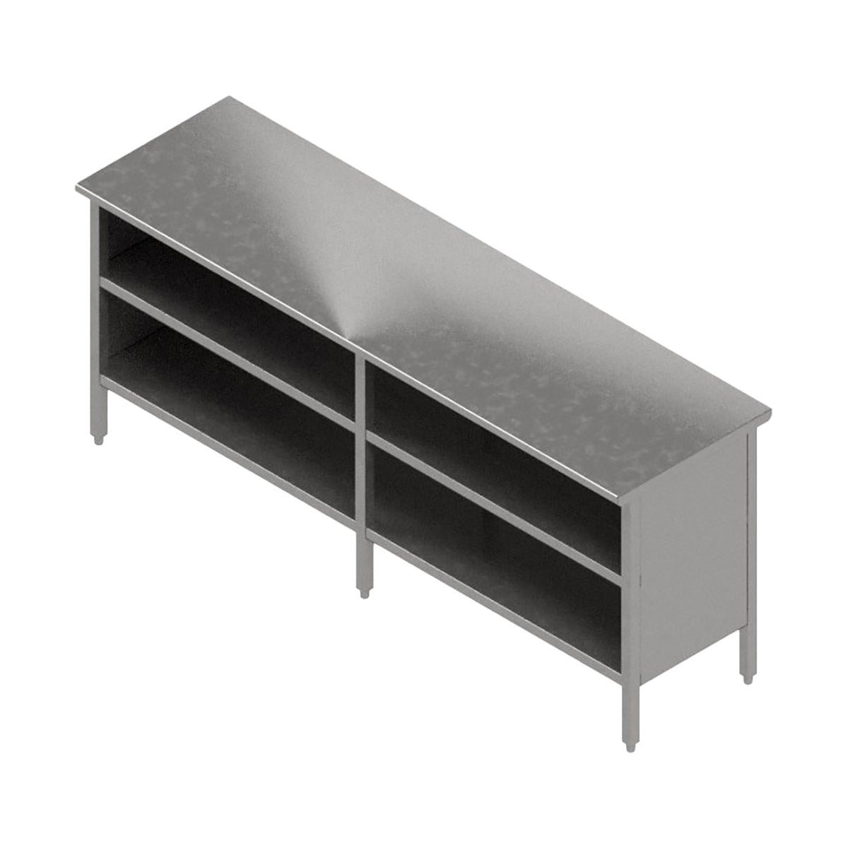 John Boos EBOS6-24144 Open Front Work Table with Mid-Shelf, Flat Top / 144"W X 24"D