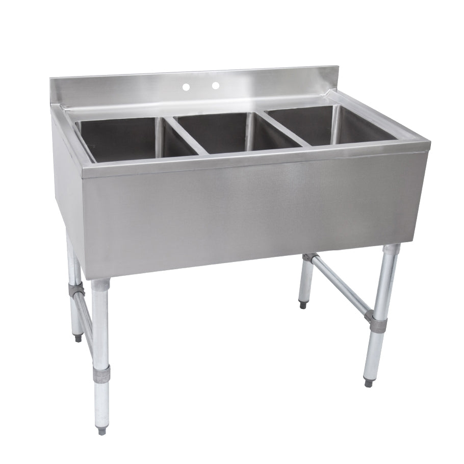 John Boos UBS3-2136 40" Underbar Sink Units, 3 Compartment without Drainboard