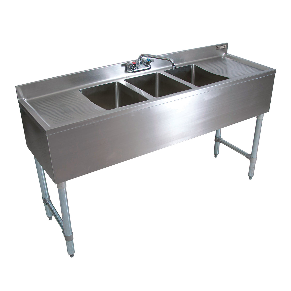 John Boos UBS3-1884-2D24 84" Underbar Sink Units, 3 Compartment with 2 Drainboards