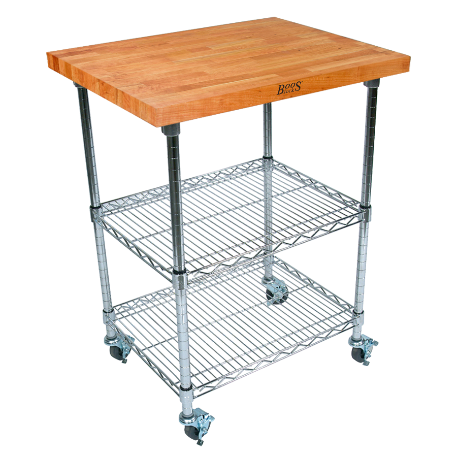 John Boos MET-CWC-1-X Metropolitan Wire Cart w/ 2 Adjustable Chrome Wire Shelves