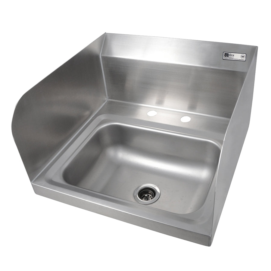 John Boos PBHS-W-1410-2DM-SSLR 17" Wall Mounted Hand Sink without Faucet-w/3 Splashes-Deck Holes