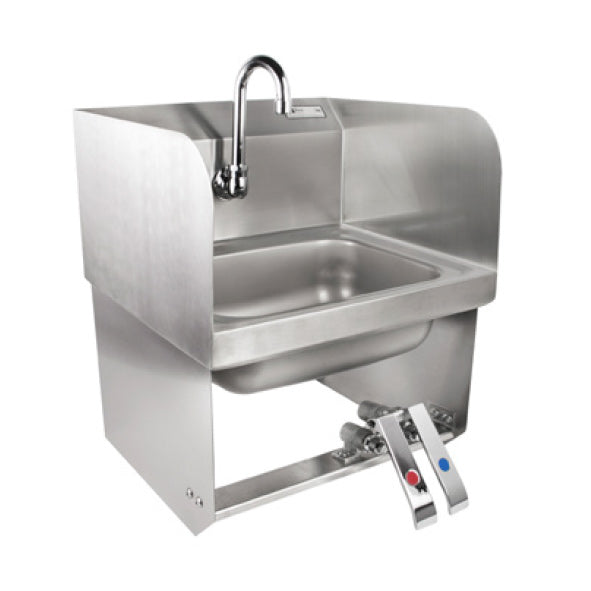 John Boos PBHS-W-1410-KV2MB-SS 17" Wall Mounted Hand Sink w/Hands Free Faucet & Knee Valves-3 Splashes