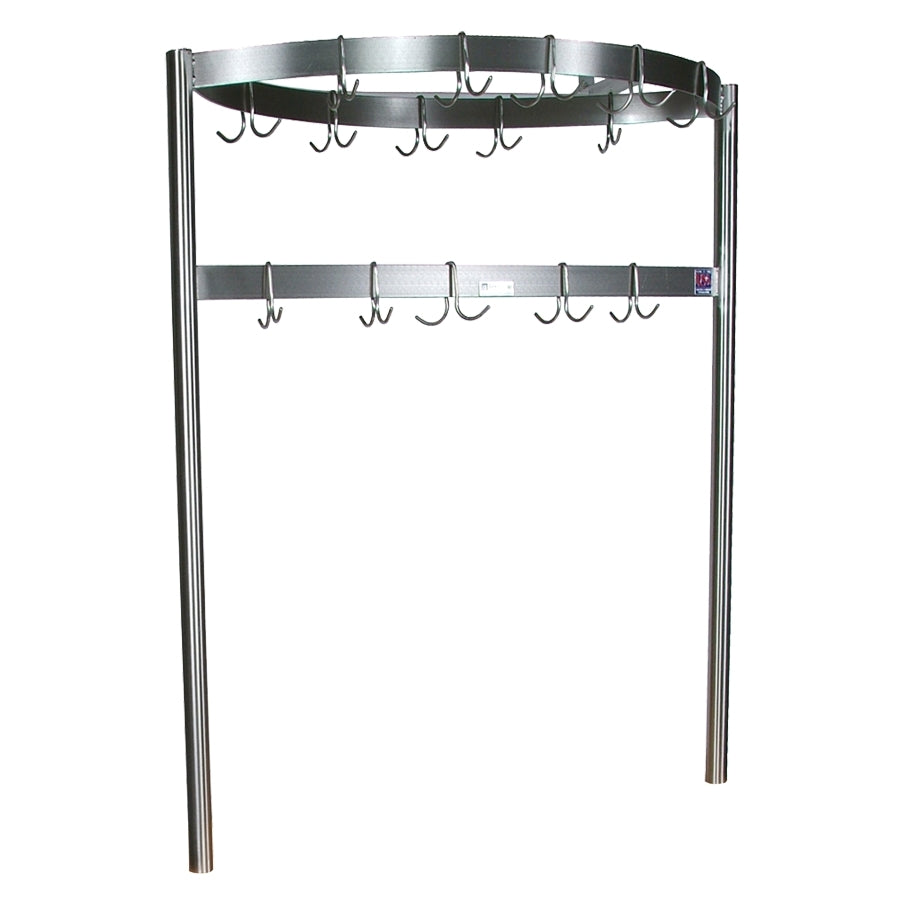John Boos PRB02 55" Stainless Steel Triple Bar Table Mounted Pot Rack with 15 Double Prong Hooks