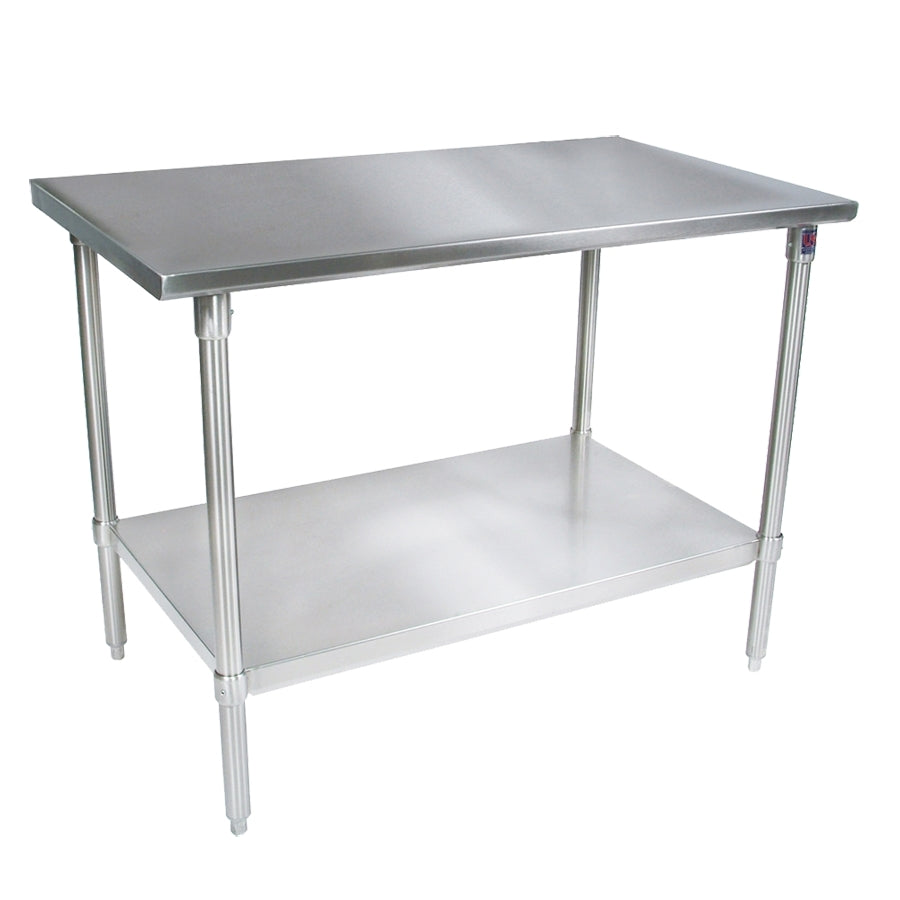 John Boos ST4-3630SSK 30" Open Base Work Table with Undershelf - Without Backsplash / 14 Gauge Top