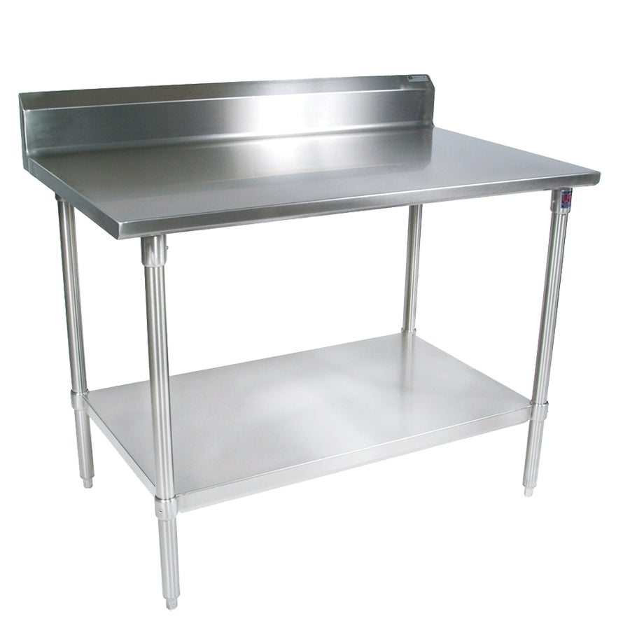 John Boos ST4R5-3030GSK 30" Open Base Work Table with Undershelf - 5" Backsplash / 14 Gauge Top