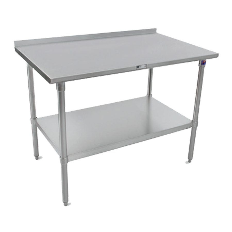 John Boos ST6R1.5-3048SSW 48" Open Base Work Table with Undershelf, 1-1/2" Backsplash / 16 Gauge Top