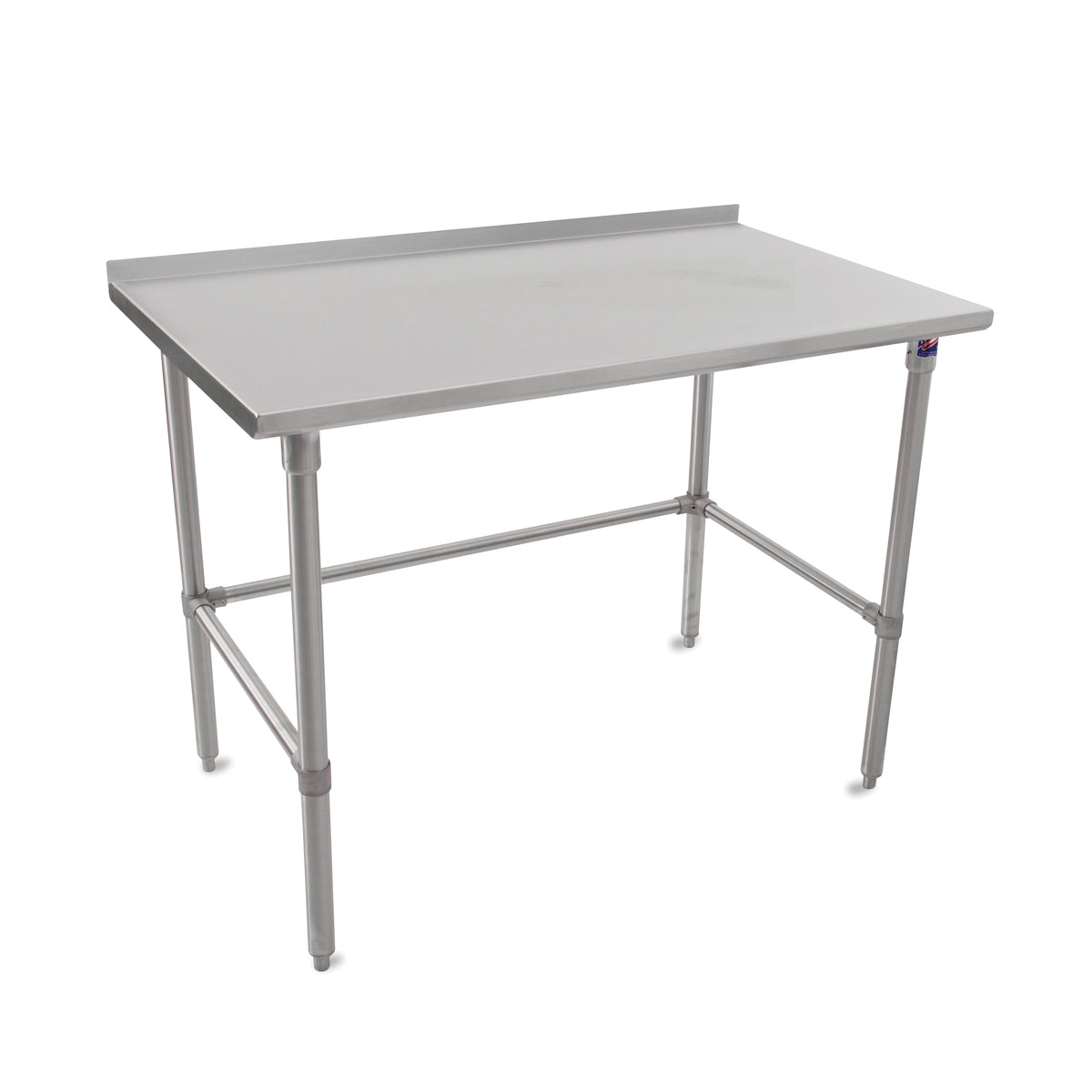 John Boos ST6R1.5-3630SBW 30" Open Base Work Table with Side & Rear Crossrails, 1-1/2" Backsplash