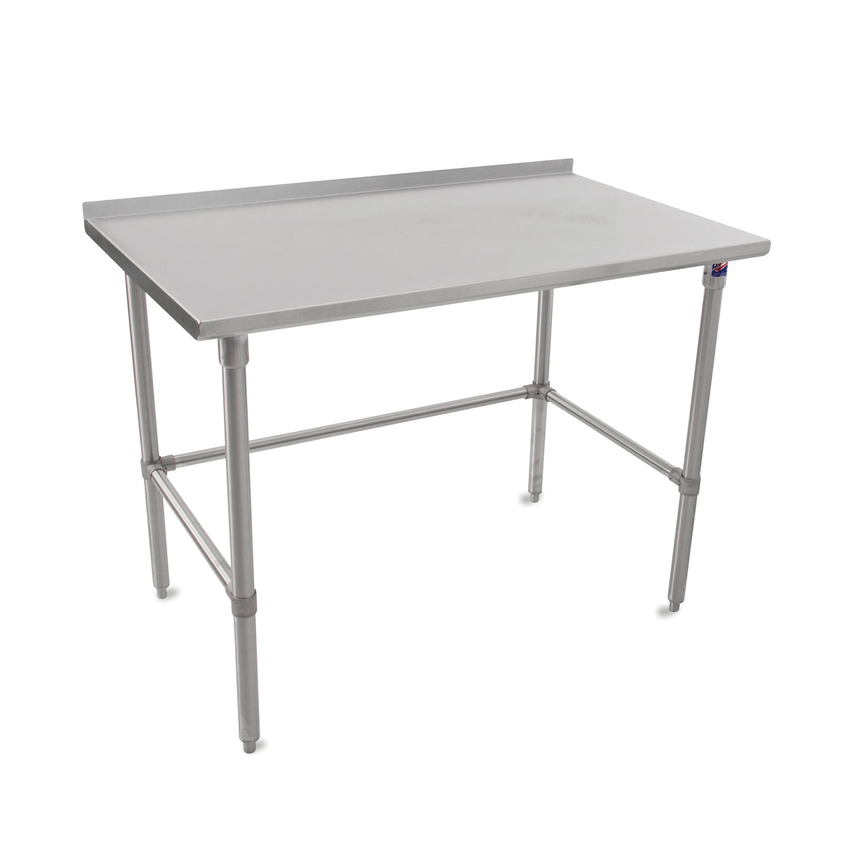John Boos ST6R1.5-3036SBK 36" Open Base Work Table w/ Side & Rear Crossrails, Upturn - 16 Gauge Top