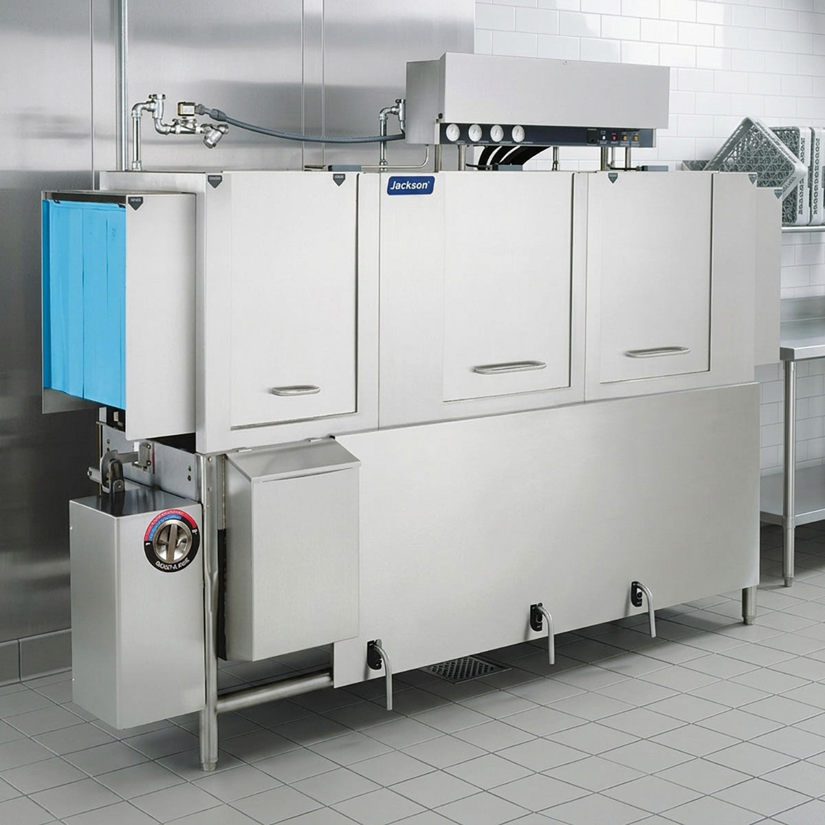 Jackson WWS AJ-86CS 86" Conveyor Dishwasher, 287 Racks/Hr - High Temp Steam Tank without Booster