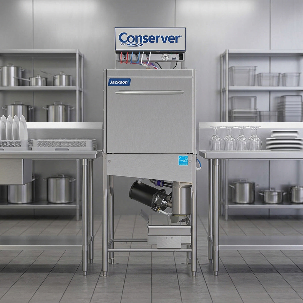 Jackson WWS CONSERVER XL-E-FL Door Type Dishwasher - Front Loading, 30 RPH - 30 Gal/Hr - Low Temp