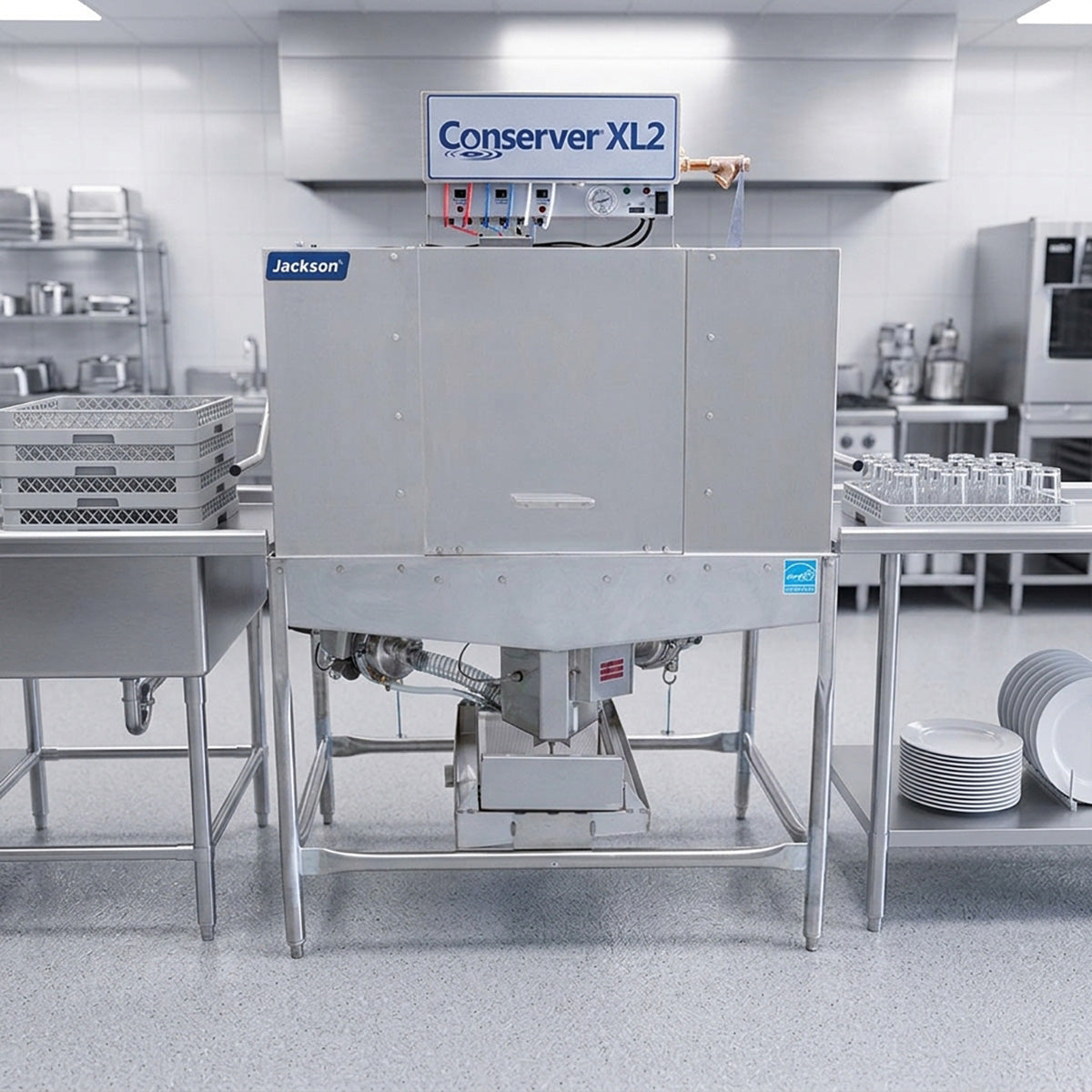 Jackson WWS CONSERVER XL2C 48" Corner Door Type Dishwasher - Double Rack, 45 Racks/Hr - Low Temp