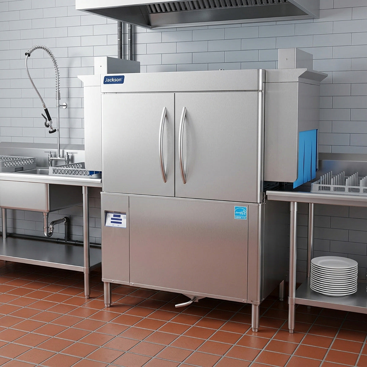 Jackson WWS RACKSTAR 44CS 44" Conveyor Dishwasher, 223 RPH - High Temp Steam Tank without Booster