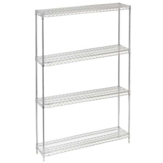 14"D x 48"L x 74"H Chrome Wire Shelving Kit, 4-Shelf, NSF Listed